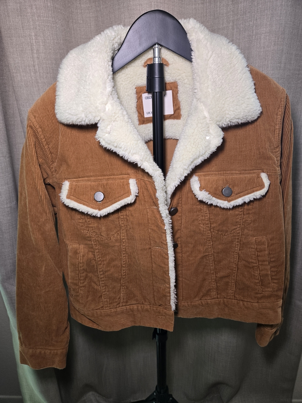 ASOS Tan Corduroy Sherpa Jacket with Cream Lining
